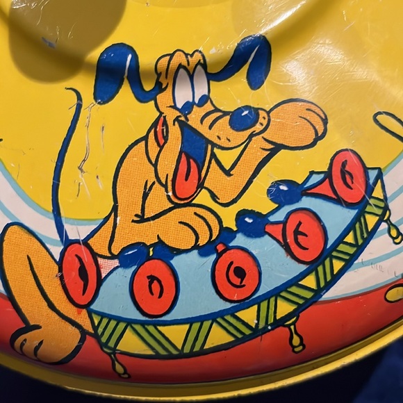 Vintage J. Chein Disney Prod.Toy, Metal Spinning Top Mickey Mouse, Pluto, Donald - Picture 7 of 16